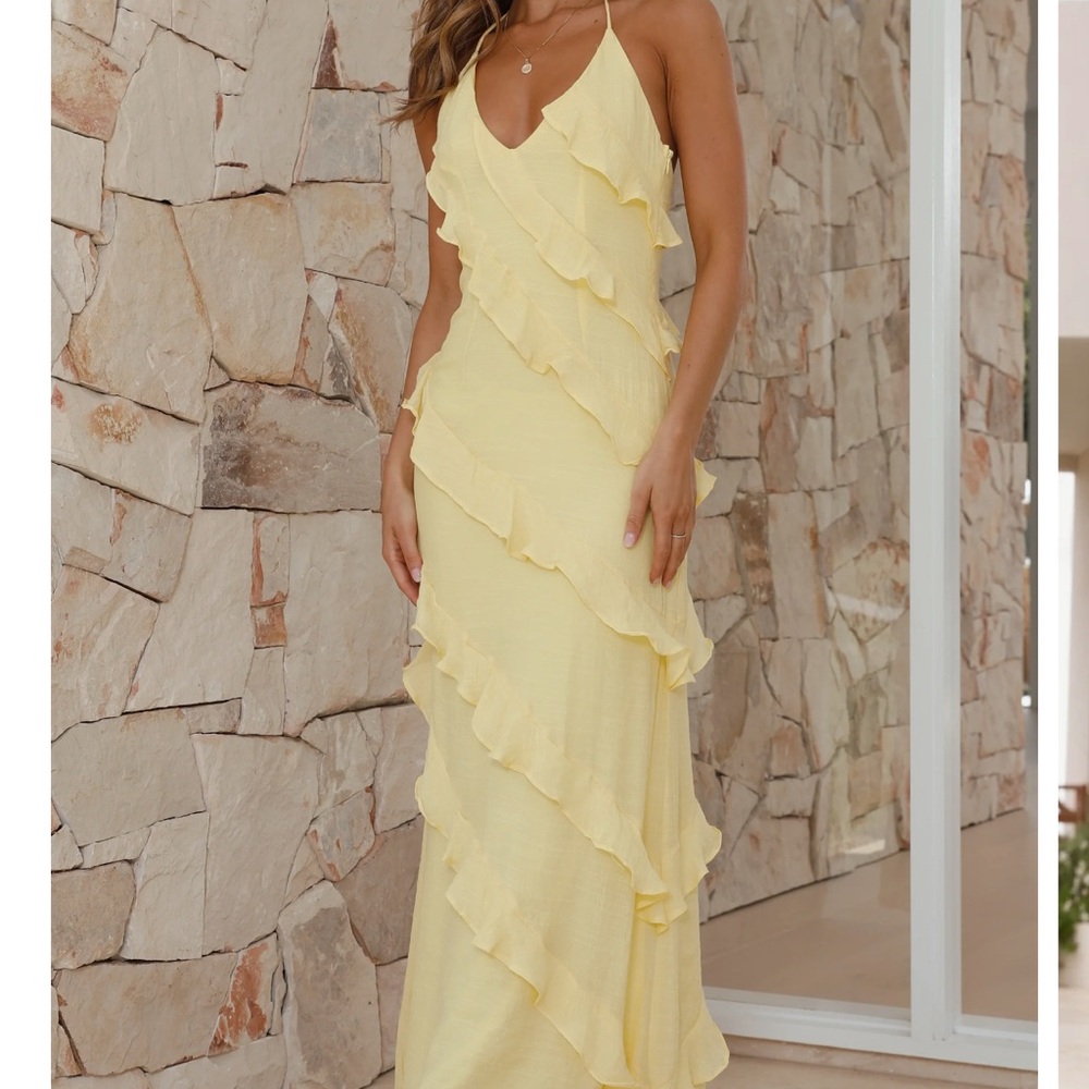 Chic Yellow Ruffle Maxi Dress